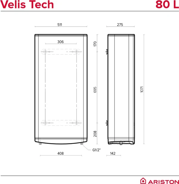 ariston velis tech schita 80 dimensiuni 1